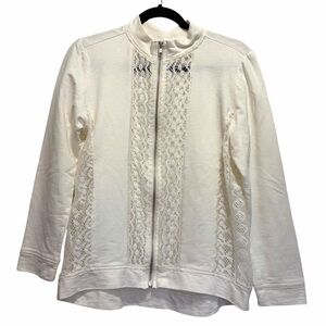Coral Bay Lace-Panel Zip Cardigan PM